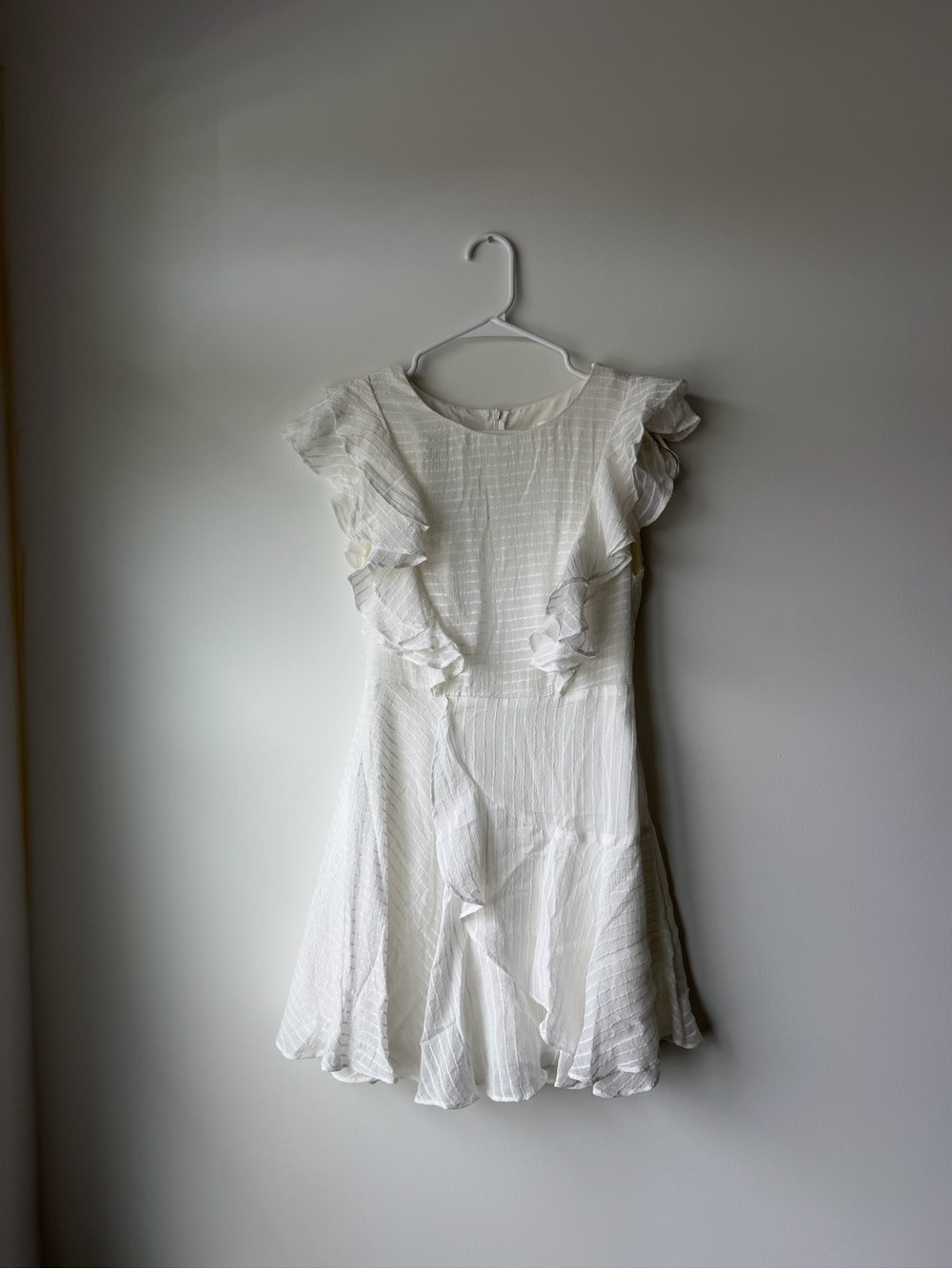 White Ruffle Sleeve Mini Dress